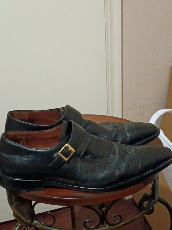 Belvedere Other - Belvedere Black Genuine Ostrich Leg Monk Strap Dress Shoes Size 12